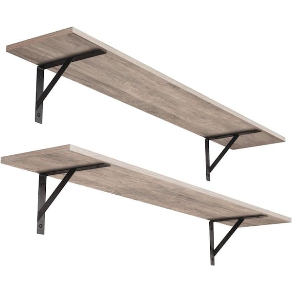Unbranded 39.4 in. W x 7.9 in. D Greige Floating Shelves Decorative Wall Shelf (Set of 2)