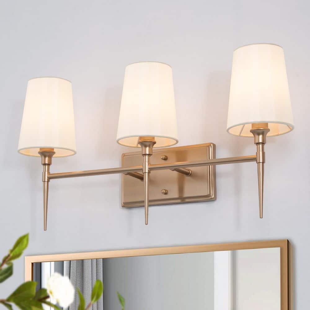 LNC Modern Gold Bathroom Vanity Light 23 in. 3-Light Mid-century