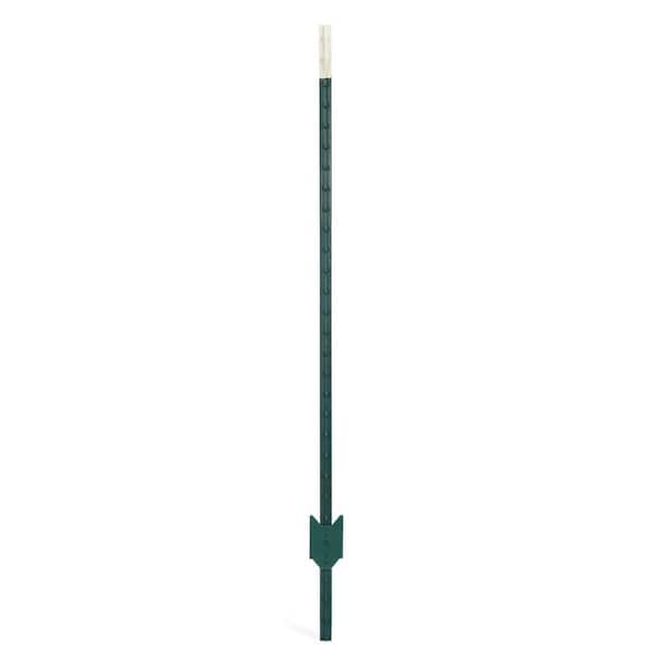 1. 4in. x 84in. Green Steel T-Post with T-Channel and Anchor Plate (1-Pack)