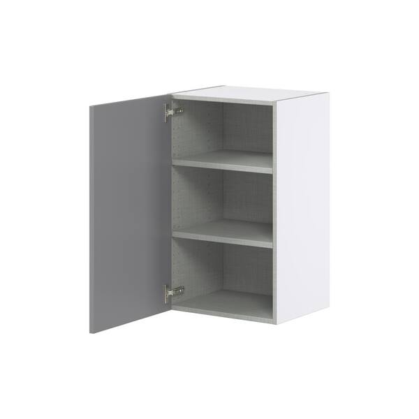 J COLLECTION Bristol Painted Slate Gray Shaker Assembled Wall Kitchen Cabinet with Full Height Door (18 in. W x 30 in. H x 14 in. D)