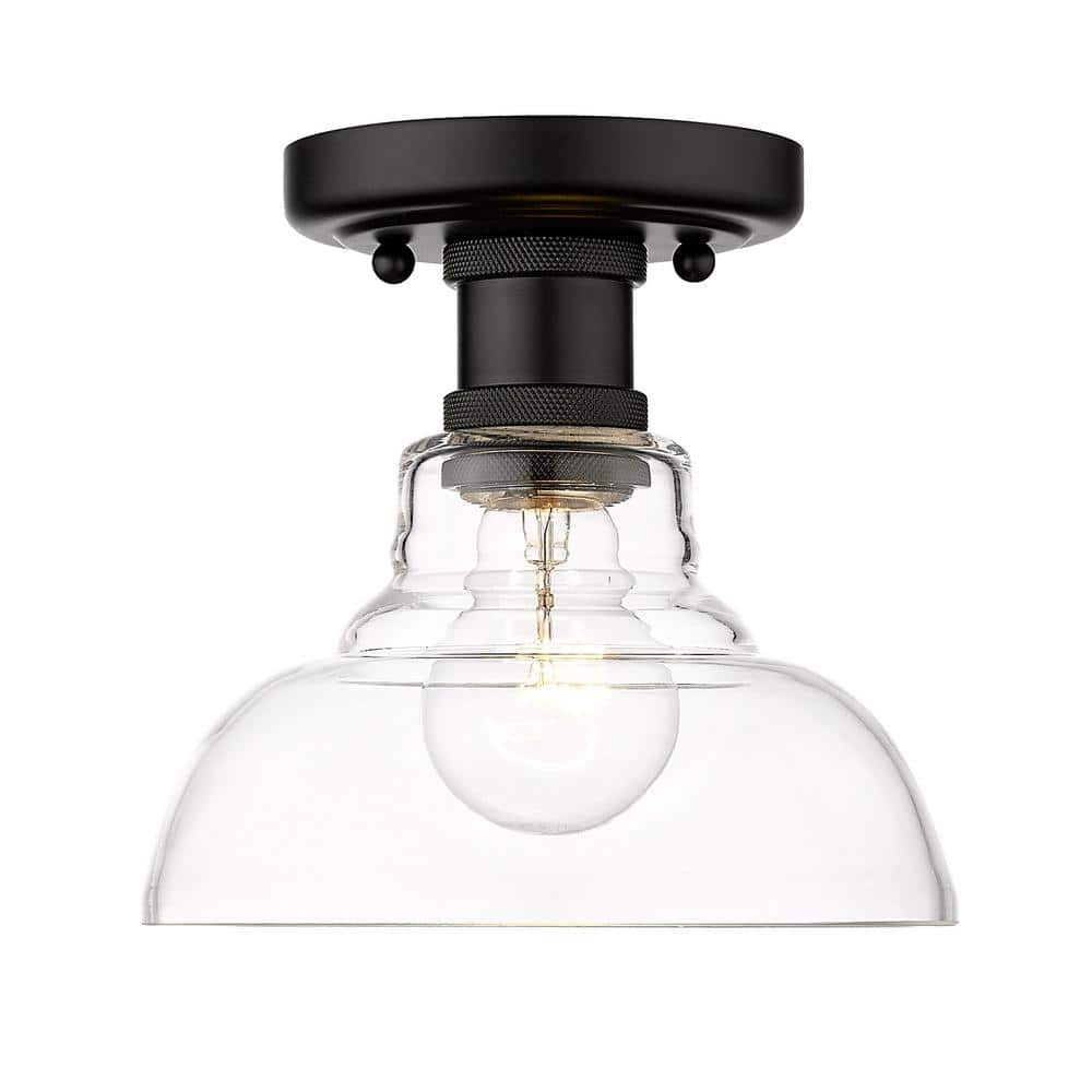 Matte Black and Clear Glass Flush Mount Light