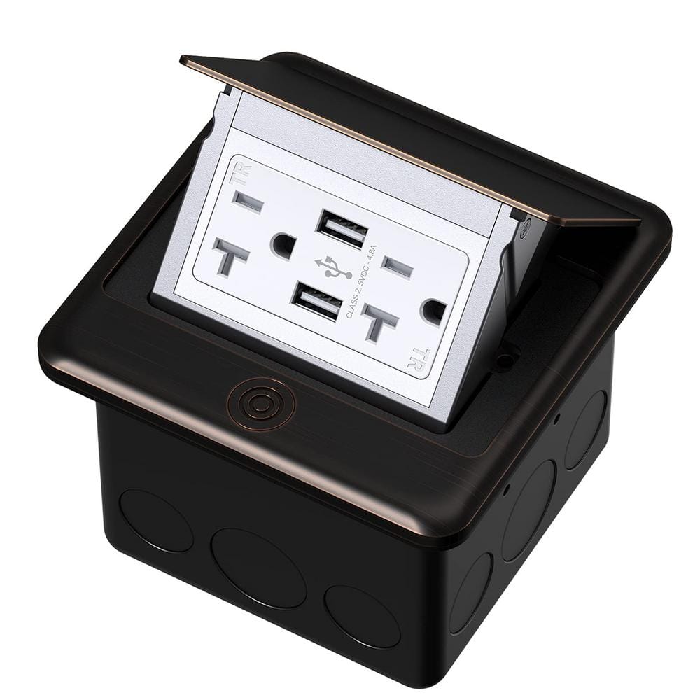 20 Amp 120-Volts Pop-Up Floor Electrical Outlet in Oil Rubbed Bronze with U