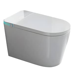 Elongated Smart Bidet Toilet 1.28 GPF in White with Auto Open/Close, Auto Flush, Heated Seat, and Voice Control