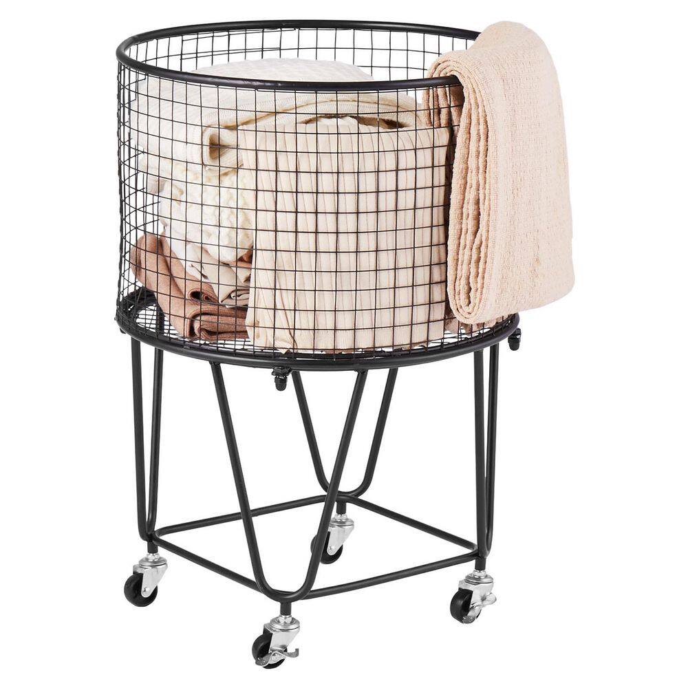 Heavy Duty Laundry Cart, Rolling Round Utility Cart with 360° Swivel Wheels, 60 lbs. Capacity, Iron Basket for Laundry price history on PriceWatchPro