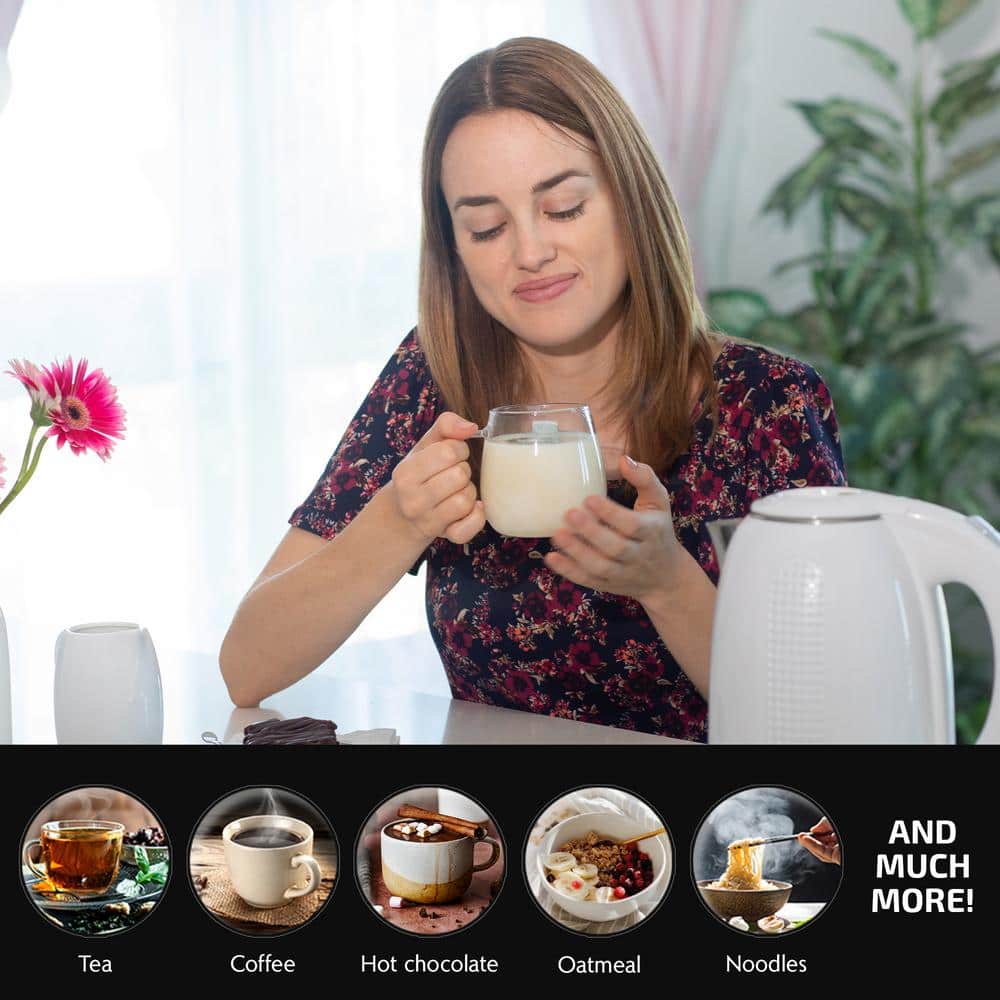White 1.7L Stainless Steel Electric Kettle with Auto Shut Off