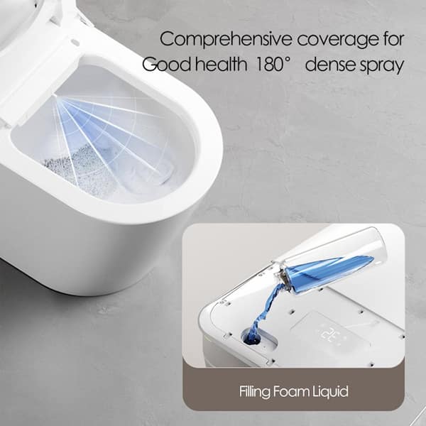 1.28 GPF Auto Open Close Lid Elongated Bidet Toilet in Gloss White with Heated Seat Warm Washing Air Dryer