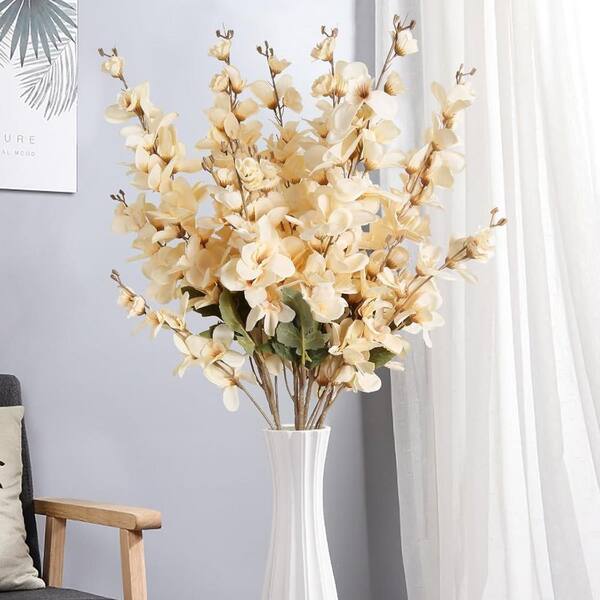 35.43 in. Beige Artificial Flower Faux Delphinium LINBQ135 - The