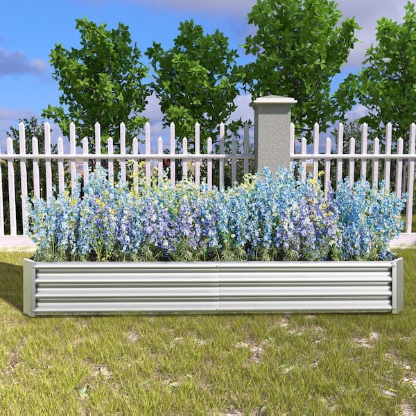 Tunearary 6 ft. x 3 ft. Silver Metal Outdoor Raised Garden Bed Vegetables Flowers Planter Bed