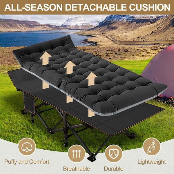 BOZTIY XXL Folding Camping Cot 78 in. L x 32 in. W Oversized Large