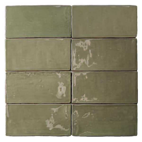 Ivy Hill Tile Catalina Kale 3 in. x 6 in. Polished Ceramic Subway Wall Tile (5.38 sq.ft./case)