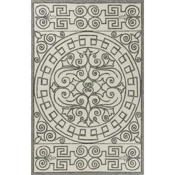 Charlie 5 X 7 ft. Ivory/Grey Moroccan Indoor/Outdoor Area Rug