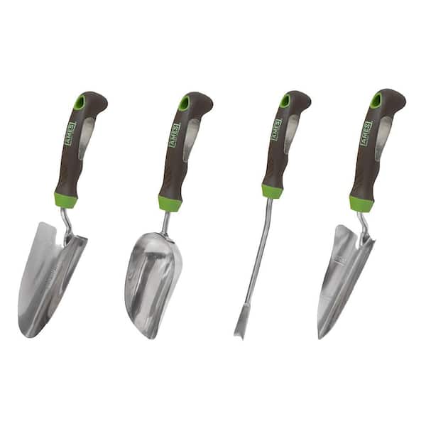 2.5 in. Ergo Gel Grip Stainless Steel Shovel with Fiber Glass Handle 2.0 in. Gardening Tool Set (4- Pack)
