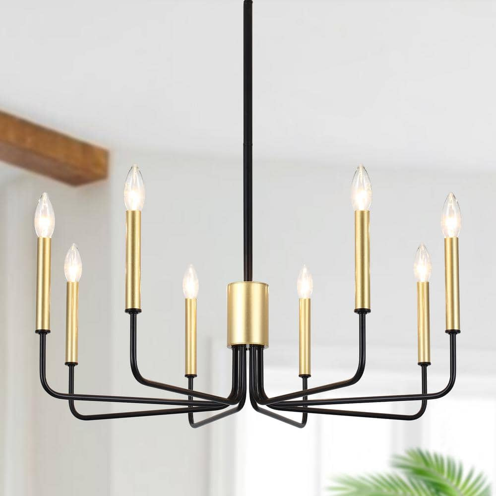 LWYTJO Roxanne 8 Light Black/Gold Dimmable Classic Traditional ...