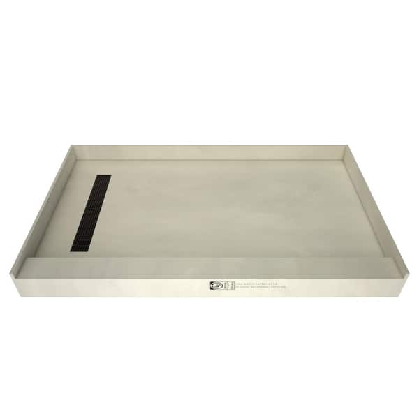 Tile Redi Redi Trench 72 in. x 42 in. Single Threshold Alcove Shower Pan Base with Left Drain and Oil Rubbed Bronze Drain Grate