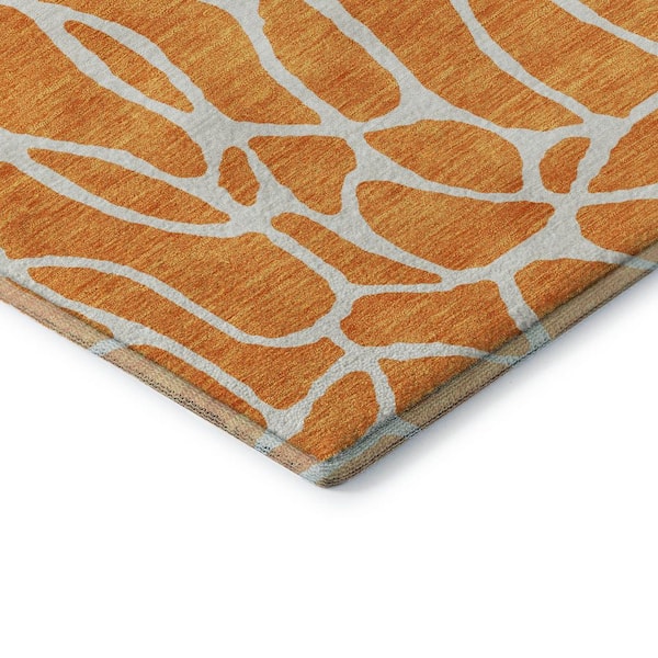 Mayfield Premium Machine Washable Abstract AMF1024 Orange 10 ft. x 14 ft. Area Rug