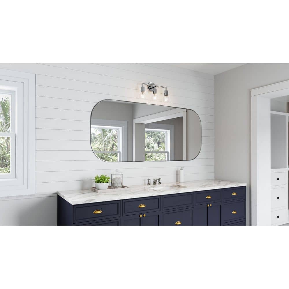 16" Classic Chrome Industrial Vanity Light, Dimmable, Direct Wired