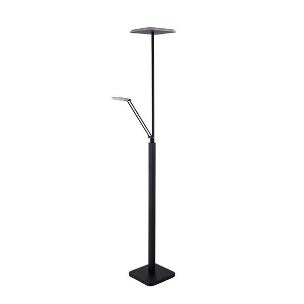 Kendal Lighting IBIZA 72 in. Black Dimmable Torchiere Floor Lamp with Black Acrylic, Metal Shade
