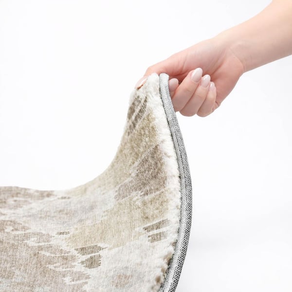 Dream Shag Premium Machine Washable Abstract ADS748 Ivory 5 ft. x 7 ft. 6 in. Area Rug