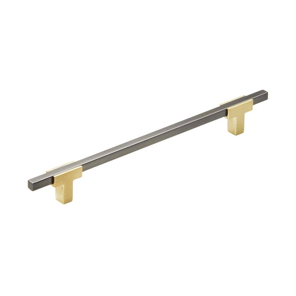 Urbanite 7-9/16 in. (192mm) Modern Brushed Gold/Black Chrome Bar Cabinet Pu
