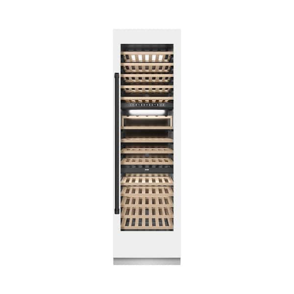 Autograph Edition 24 in. Triple Zone 100-Bottle Column Wine Cooler in White Matte with Matte Black Accents