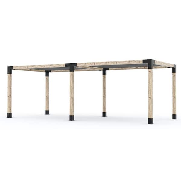 10 ft. x 24 ft. Double Pergola Kit with 2 Graphite Shade Sails, for 6x6 Wood