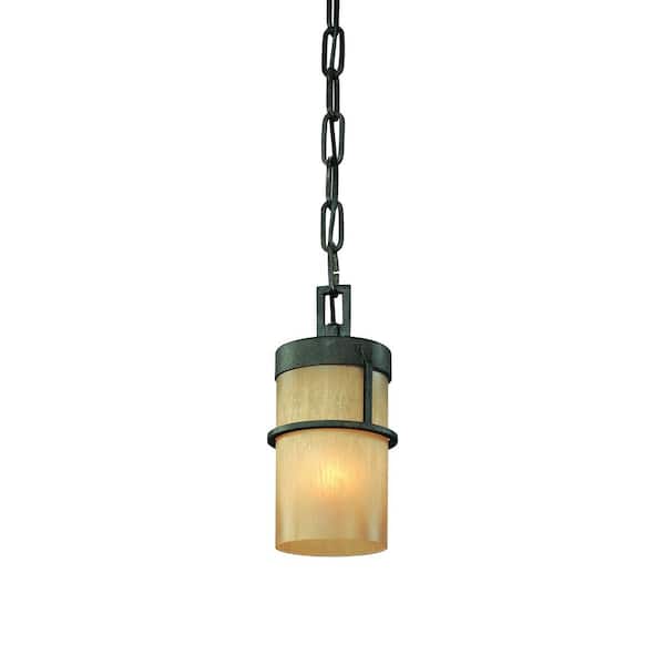 Troy Lighting Bamboo 1-Light Bamboo Bronze with Natural Slate Pendant