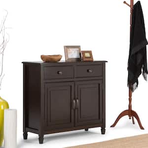 Connaught Solid Wood 40 in. Wide Traditional Entryway Storage Cabinet in Dark Chestnut Brown
