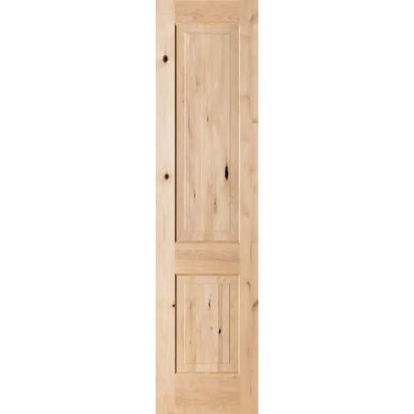 Krosswood Doors 24 in. x 96 in. Rustic Knotty Alder 2-Panel Square Top Unfinished Wood Front Door Slab