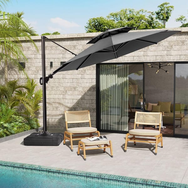 Crestlive Products 11.5 ft. x 11.5 ft. Double Top Patio Umbrella in Dark Gray