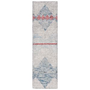 Abstract Ivory/Blue 2 ft. x 8 ft. Aztec Tile Runner Rug