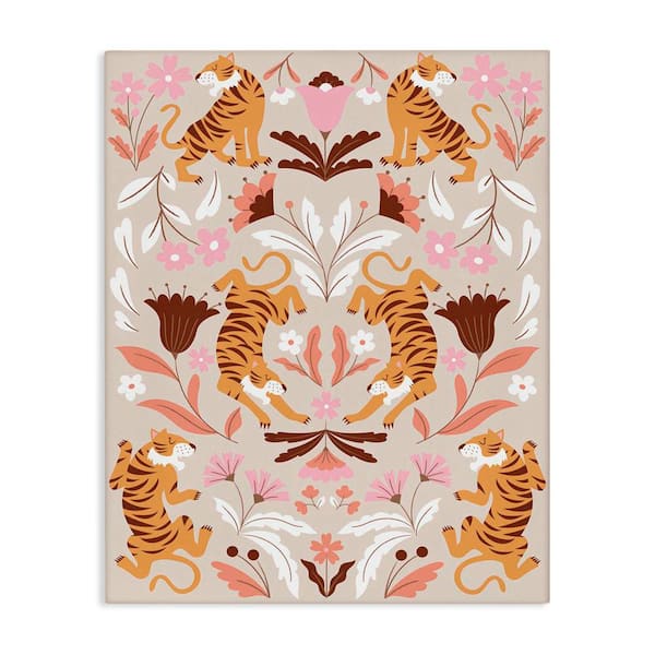 Stupell Industries Mirrored Boho Tigers by Angela Nickeas Unframed Animal Graphic Art Print 48 in. x 36 in.