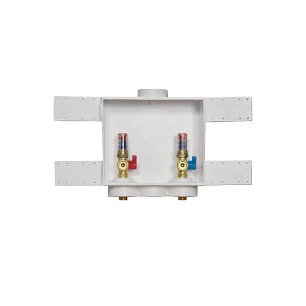 OATEY Quadtro 2 in. Copper Sweat Connection Washing Machine Outlet Box with Water Hammer Arresters