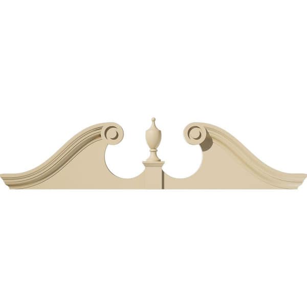 52-in. W x 13-in. H x 2-3/4-in. P Rams Head Signature Urethane Pediment (Urn Ships Unattached in Box), Primed Tan