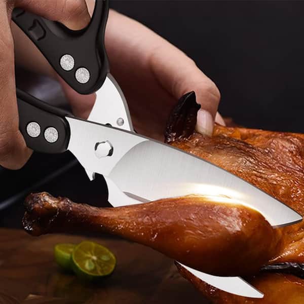 Heavy Duty Stainless Steel Black Kitchen Poultry Shears, Kitchen Scissors for Chicken, Meat Cutting, Thanksgiving