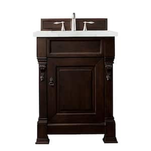 26 in. W x 23.5 in D x 34.3 in. H Single Bath Vanity in Burnished Mahogany with Eternal Jasmine Pearl Top