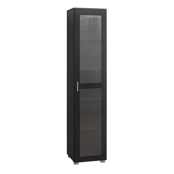 Signature Home SignatureHome Romero Black Finish 73 in. H Curio Storage Cabinet with 5 shelves behind doors. Dimension (16Lx16Wx73H)