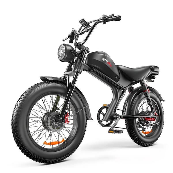20 in. Black Off Road Fat Tire Electric Bike for Adults