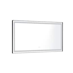 72 in. W x 36 in. H Rectangular Framed Wall Mounted Bathroom Vanity Mirror LED Lighted with High Lumen in Black