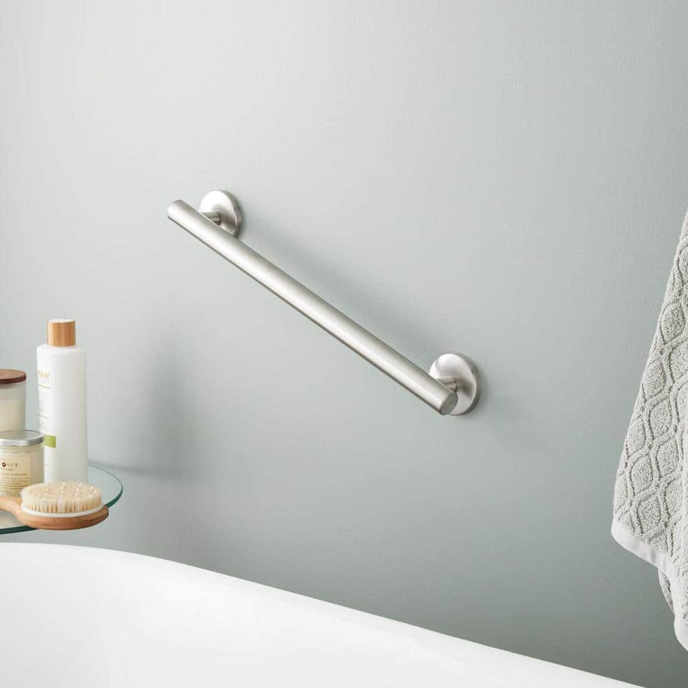 18" Brushed Nickel Wall Mounted Straight Grab Bar