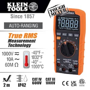 1000-Volt Digital Multi-Meter, TRMS Auto-Ranging, Temp, Low Impedance
