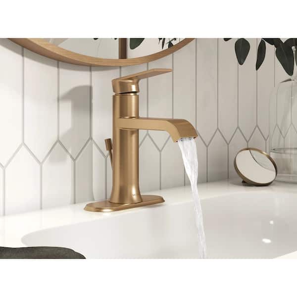 Genta Single Handle Single Hole Bathroom Faucet in Bronzed Gold