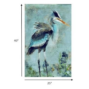 Charlie Blue Watercolor Heron Wood Wall Art