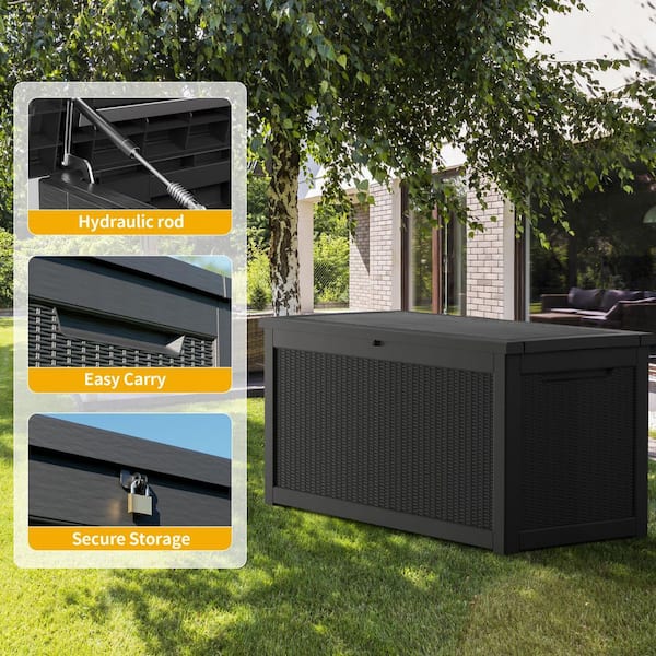 Black Resin Outdoor 260 gal. Large Storage Deck Box