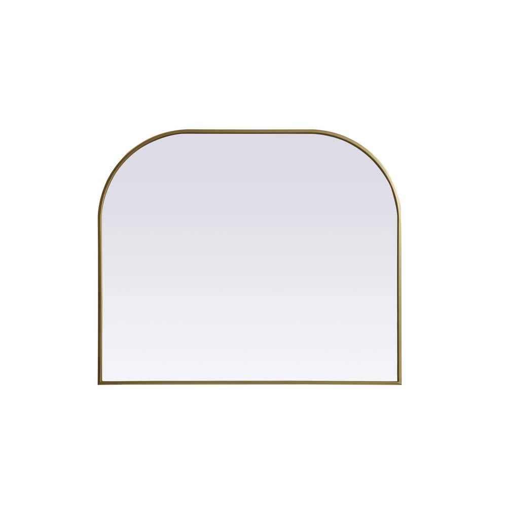 Simply Living 40 in. W x 34 in. H Arch Metal Framed Brass Mirror