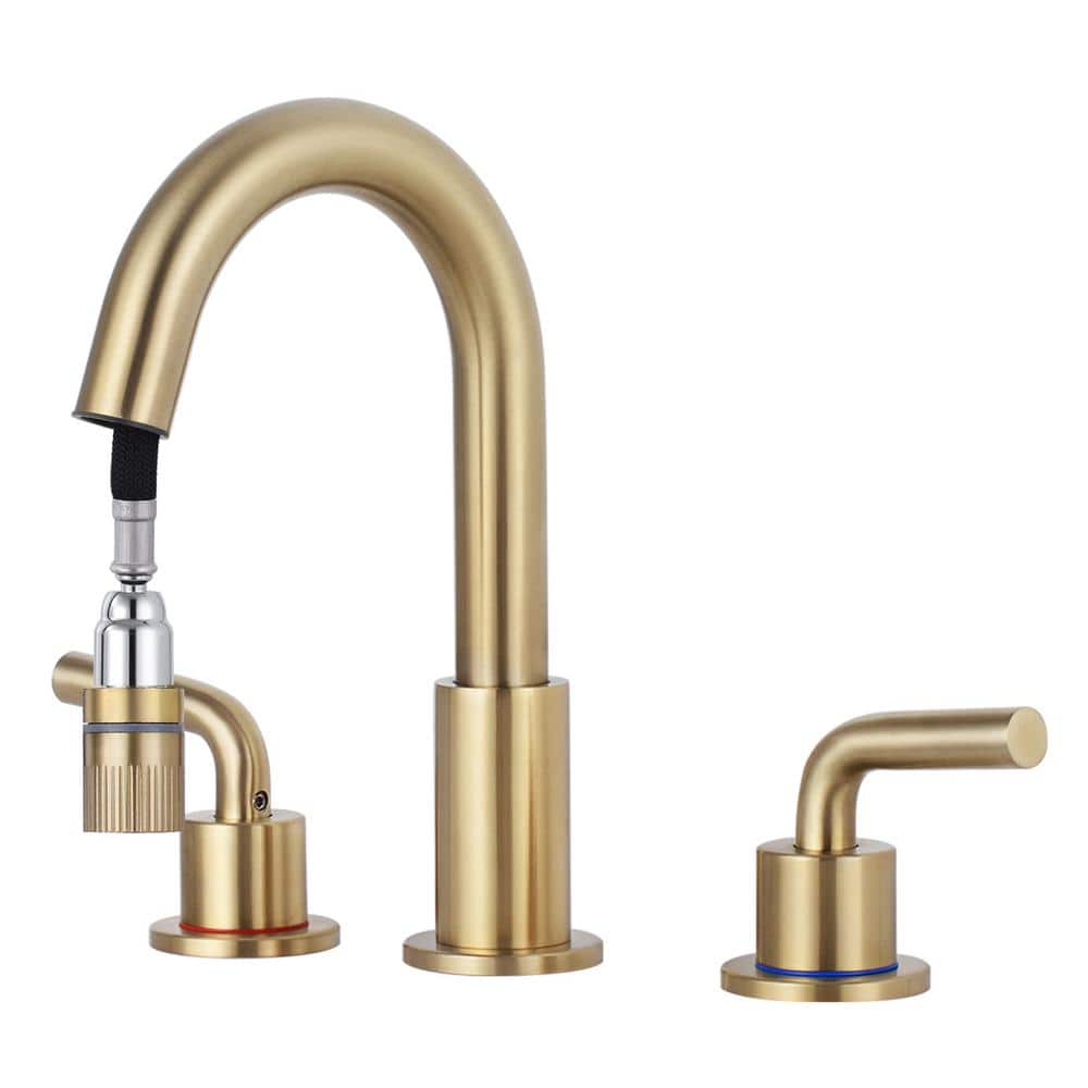 8 in. Widespread Double Handle Bathroom Faucet with Pull Out Sprayer, Bathr