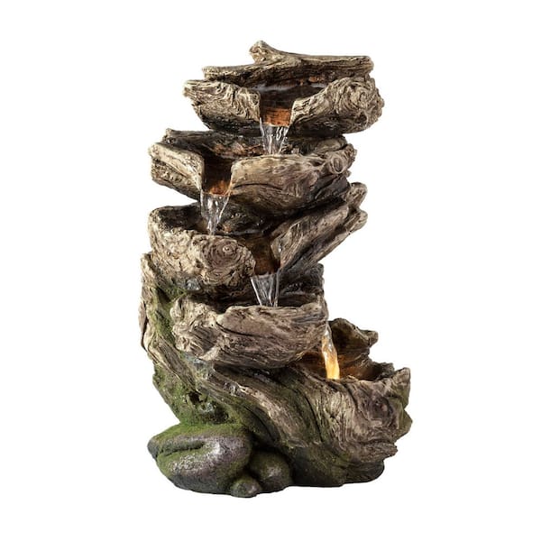 11 in. Tall Indoor/Outdoor 5-Tier Rainforest Waterfall Fountain with LED Lights