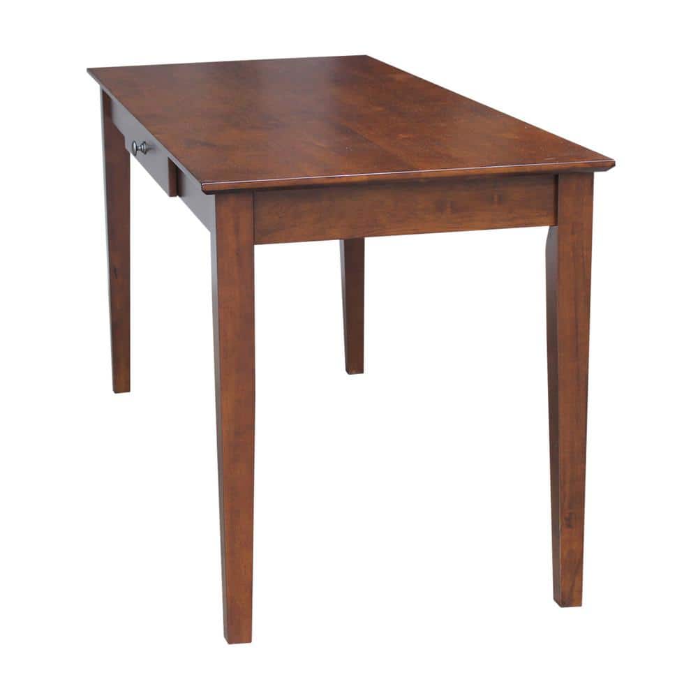 Espresso Rubberwood Desk with Drawer and Matching Chair Set