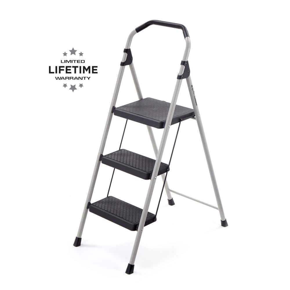 Gorilla Ladders 3-Step Lightweight Steel Step Stool Ladder with 225 lbs.  Load Capacity Type II Duty Rating GLS-3 The Home Depot