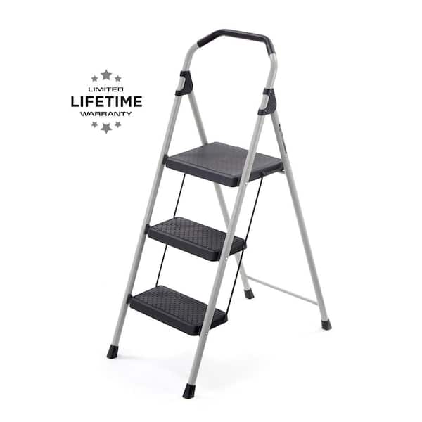 Gorilla Ladders 3-Step Lightweight Steel Step Stool Ladder with 225 lbs. Load Capacity Type II Duty Rating
