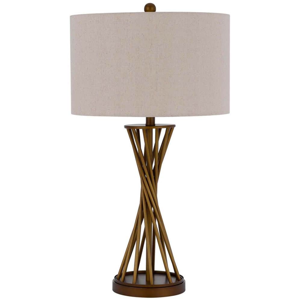 32 in. Charcoal Gray Metal Table Lamp with Shade